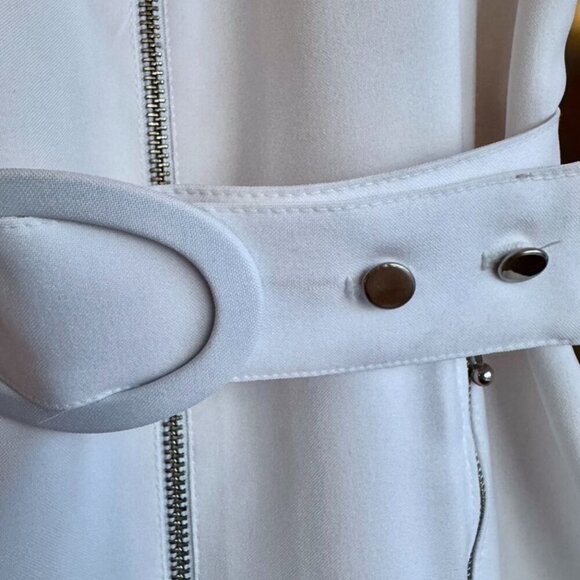Vintage White Lightweight Belted Bomber Blazer - Picture 6 of 14